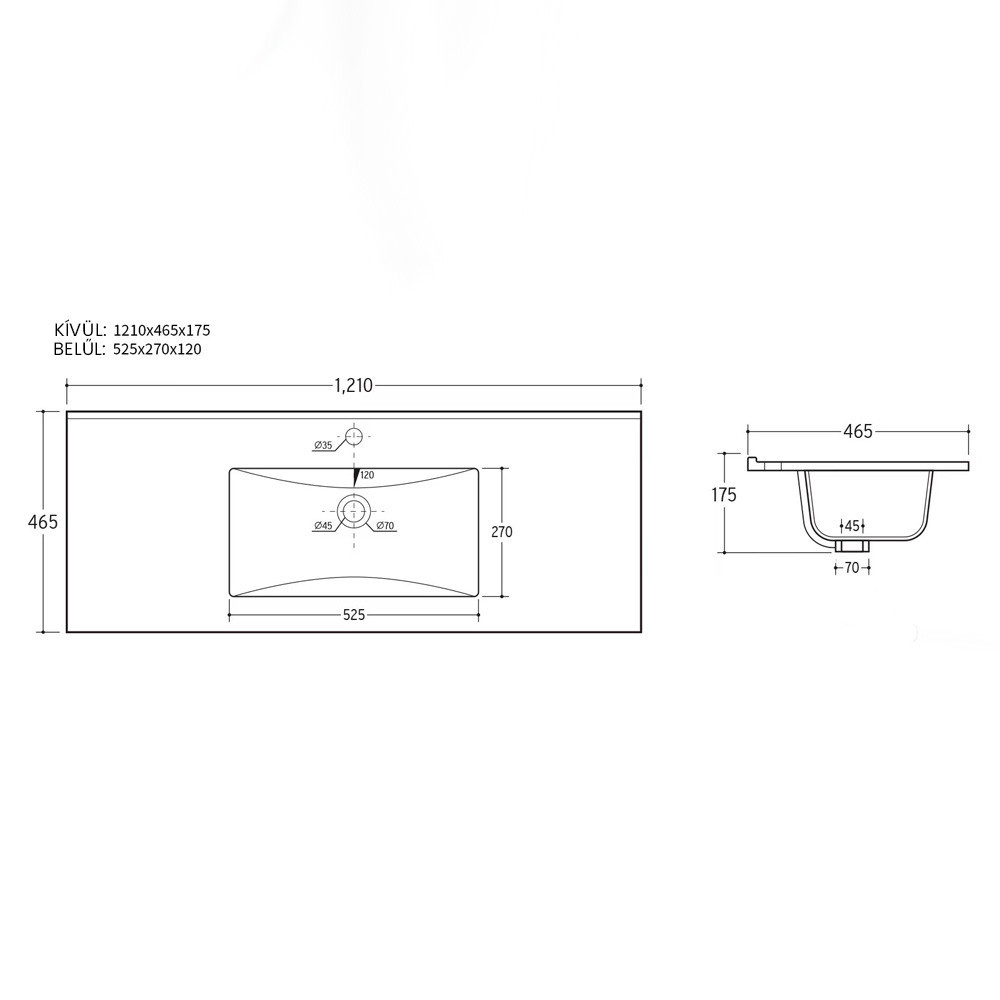 Leziter Lavoar cu 1 cuvă Flat Design 18x120x46 cm Mobalis Homvera