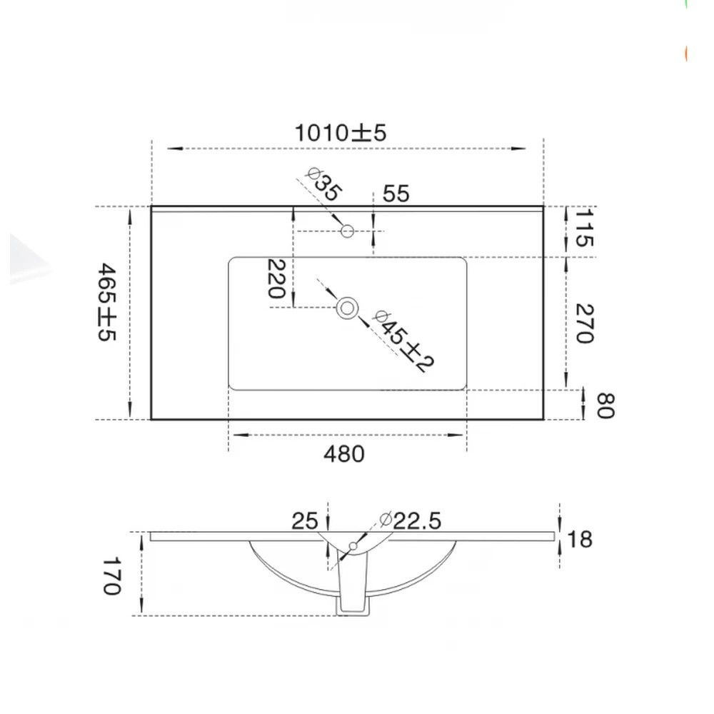 Leziter Lavoar cu design plat 18x100x46 cm Mobalis Homvera
