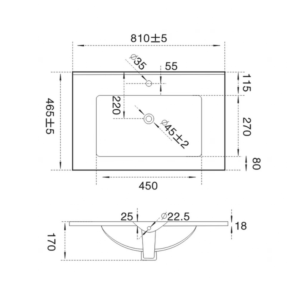 Leziter Lavoar cu design plat 18x81x46 cm Mobalis Homvera