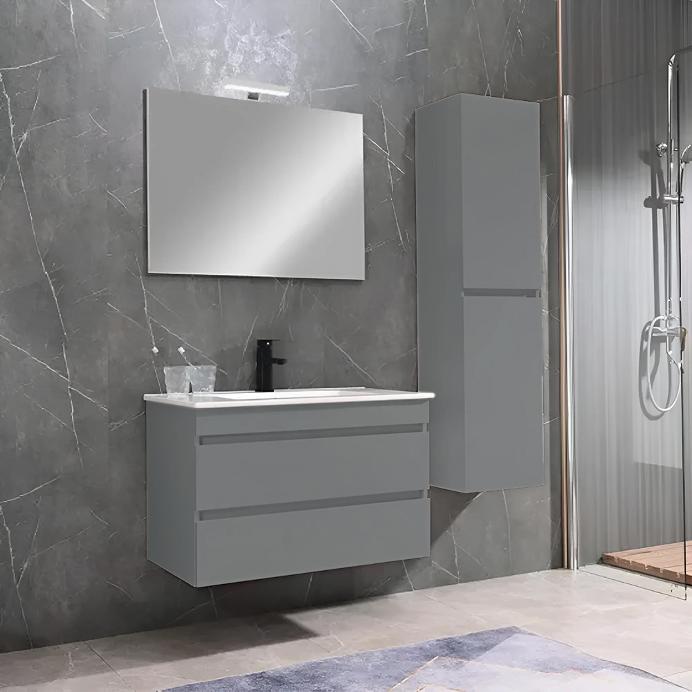 Leziter Dulap lateral Cube gri, montat pe perete Mobalis Homvera