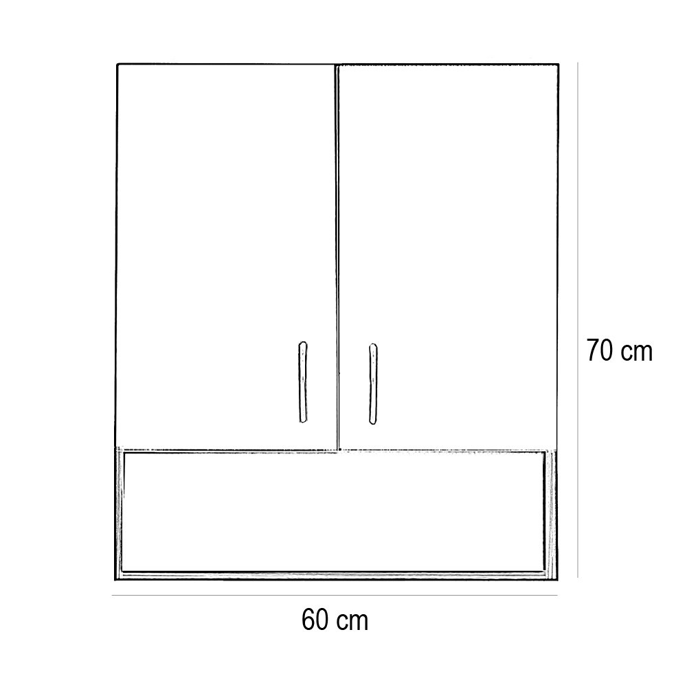 Leziter Dulap suspendat Bianca Plus 60 cu 2 uși, fund deschis, alb lucios Mobalis Homvera