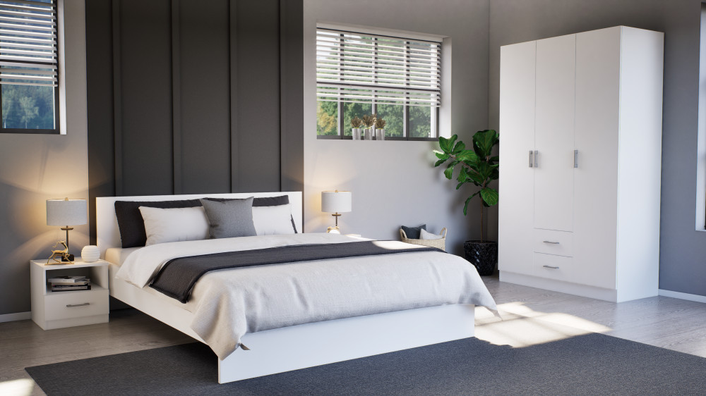 Leziter Noptieră Miami 1 sertar 40x40 cm alb-alb Mobalis Homvera