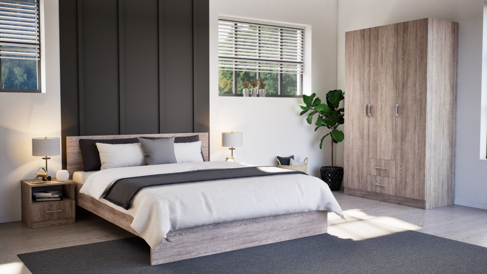 Leziter Noptieră Miami 1 sertar 40x40 cm stejar York-stejar York Mobalis Homvera