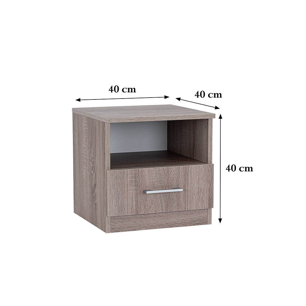 Leziter Noptieră Miami 1 sertar 40x40 cm stejar York-stejar York Mobalis Homvera