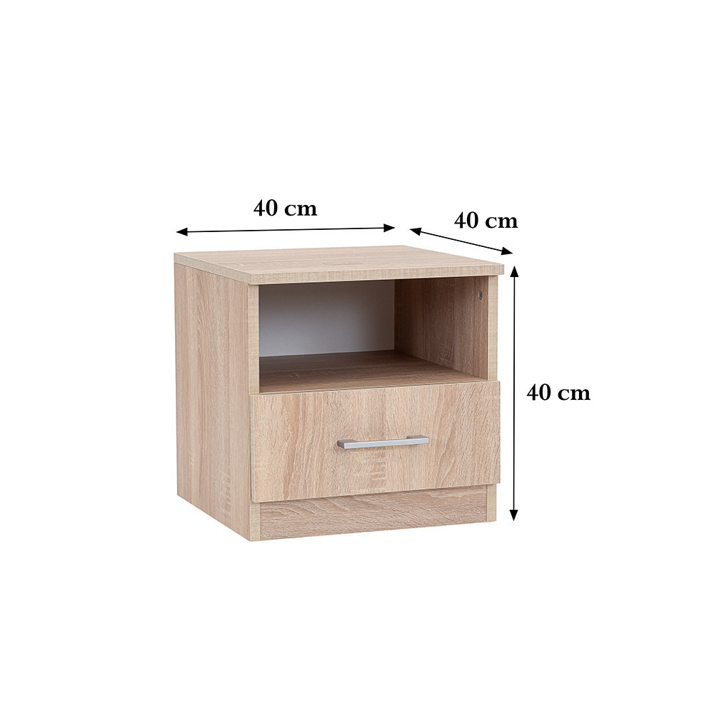 Leziter Noptieră Miami 1 sertar 40x40 cm stejar sonoma-stejar sonoma Mobalis Homvera