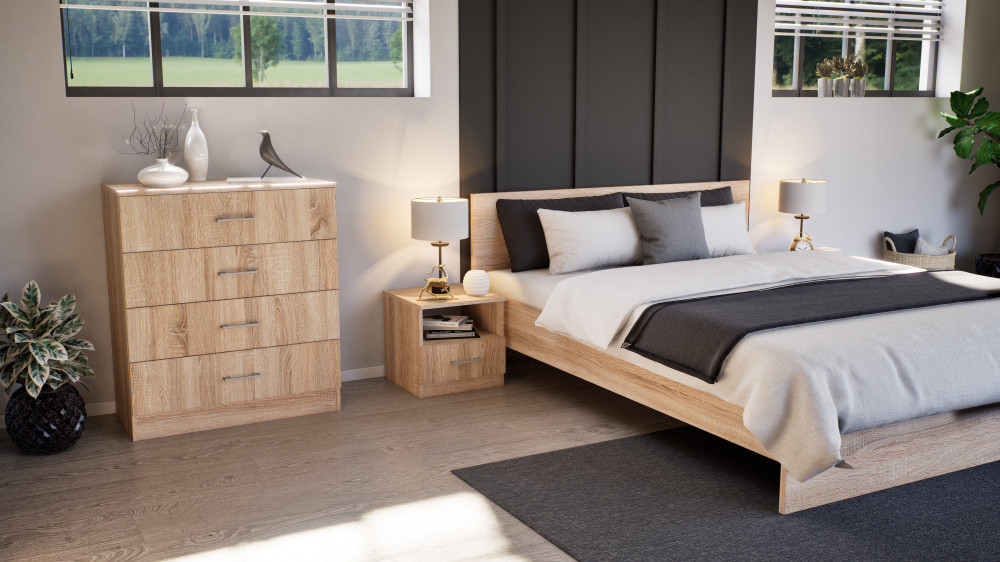 Leziter Noptieră Miami 1 sertar 40x40 cm stejar sonoma-stejar sonoma Mobalis Homvera