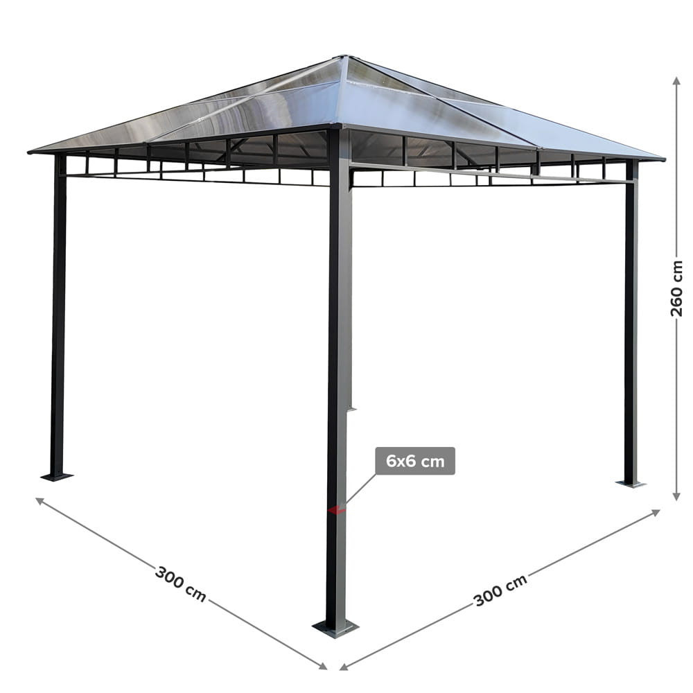 Mirpol Pavilion de grădină Dari cu acoperiș din policarbonat 3x3 m Mobalis Homvera
