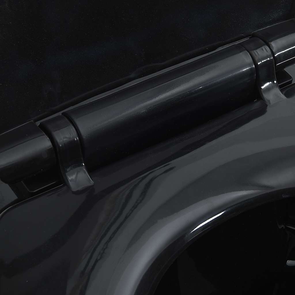 Toaletă fără bord 7 cm înălțime suplimentară închidere ușoară ceramică neagră GartenMobel Dekor