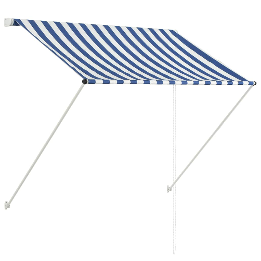 Copertină retractabilă, albastru și alb, 100 x 150 cm GartenMobel Dekor