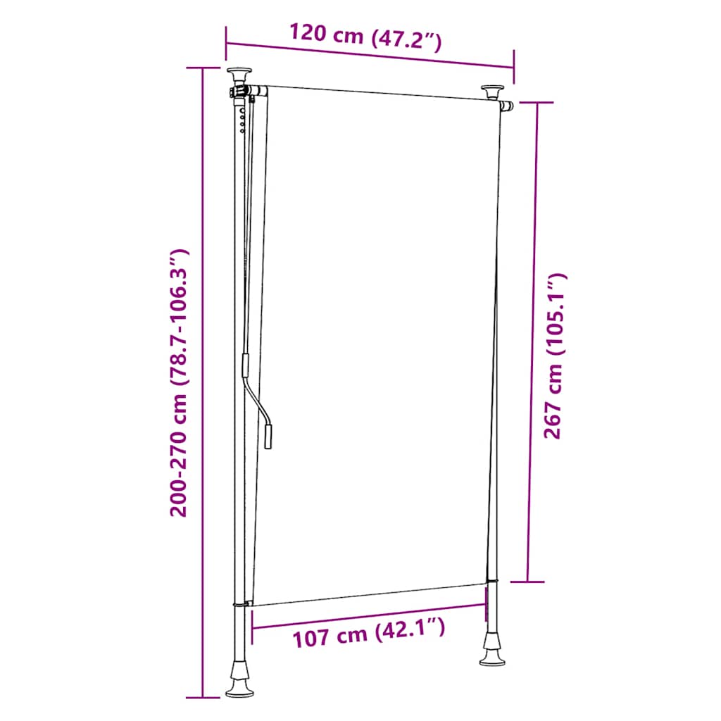 Jaluzea tip rulou de exterior, crem, 120 x 270 cm GartenMobel Dekor
