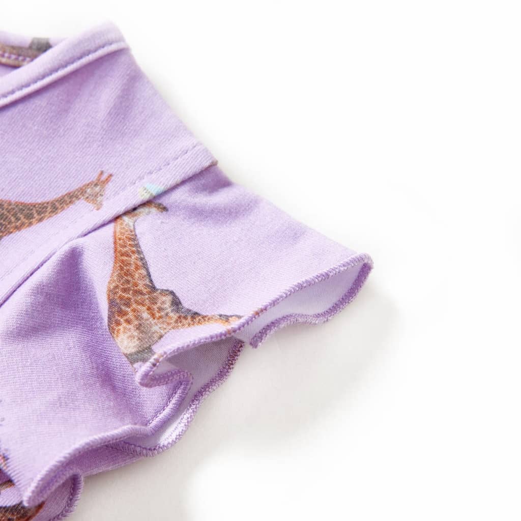 Rochie de copii, mâneci cu volane șnur talie, lila 116 GartenMobel Dekor