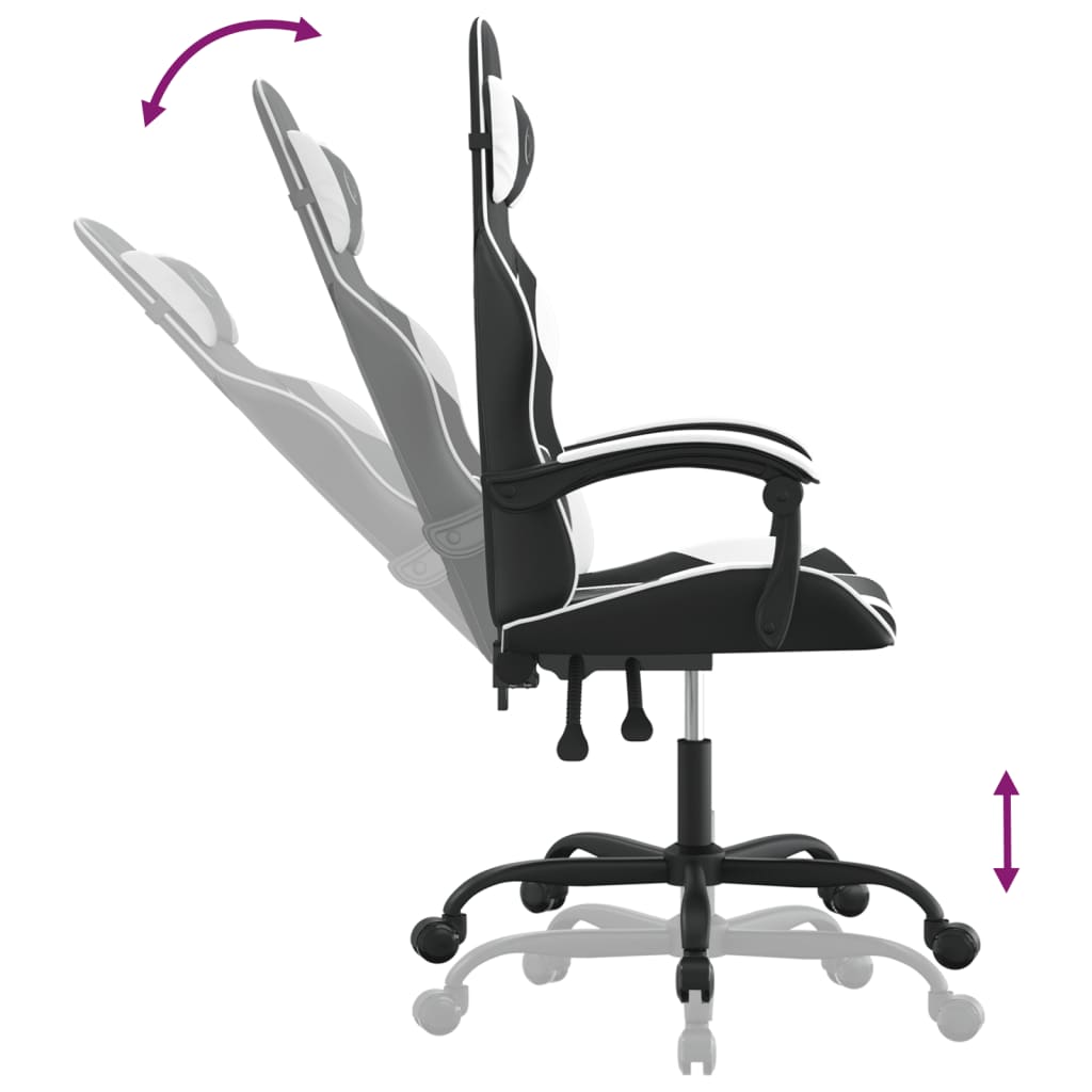 Scaun de jocuri, negru și alb, piele ecologică GartenMobel Dekor