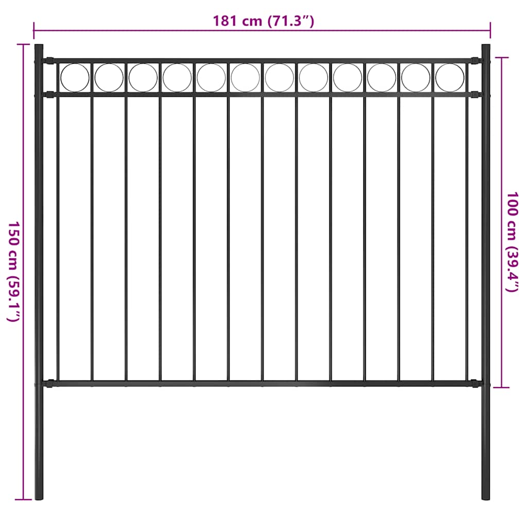 Gard de grădină din oțel 1,81x1 m negru GartenMobel Dekor