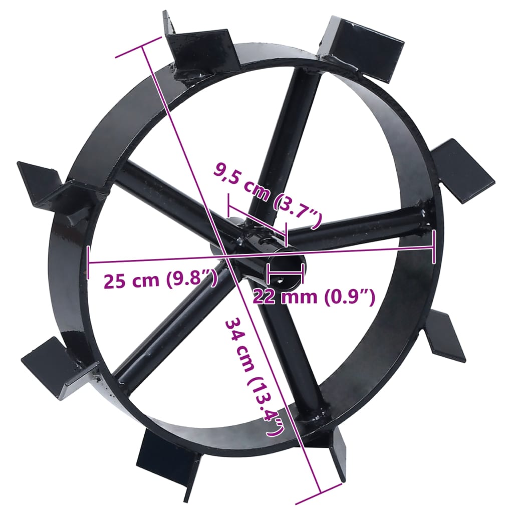 Roți metalice pentru motocultor pe benzină de 6,5 CP, 2 buc. GartenMobel Dekor