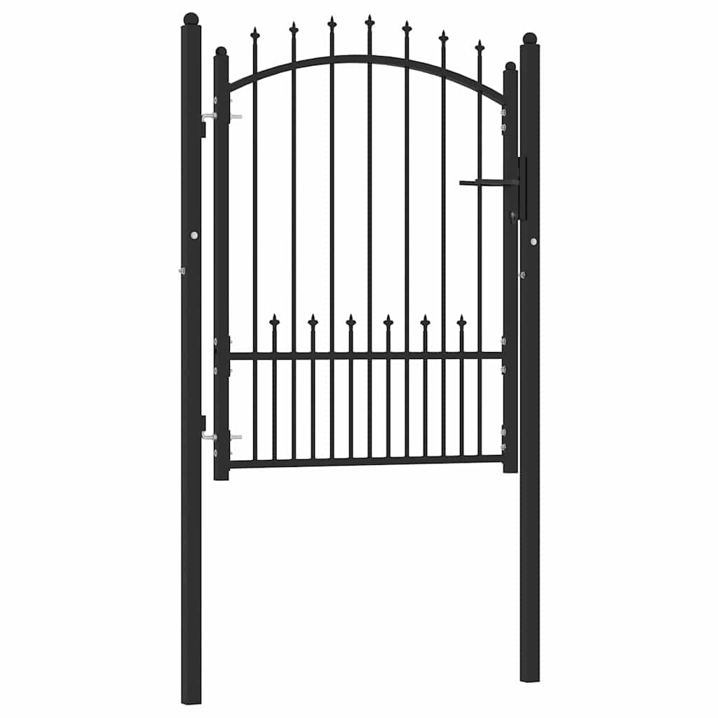 Poartă de gard cu țepi cu blocare Negru 100 x 125 cm GartenMobel Dekor