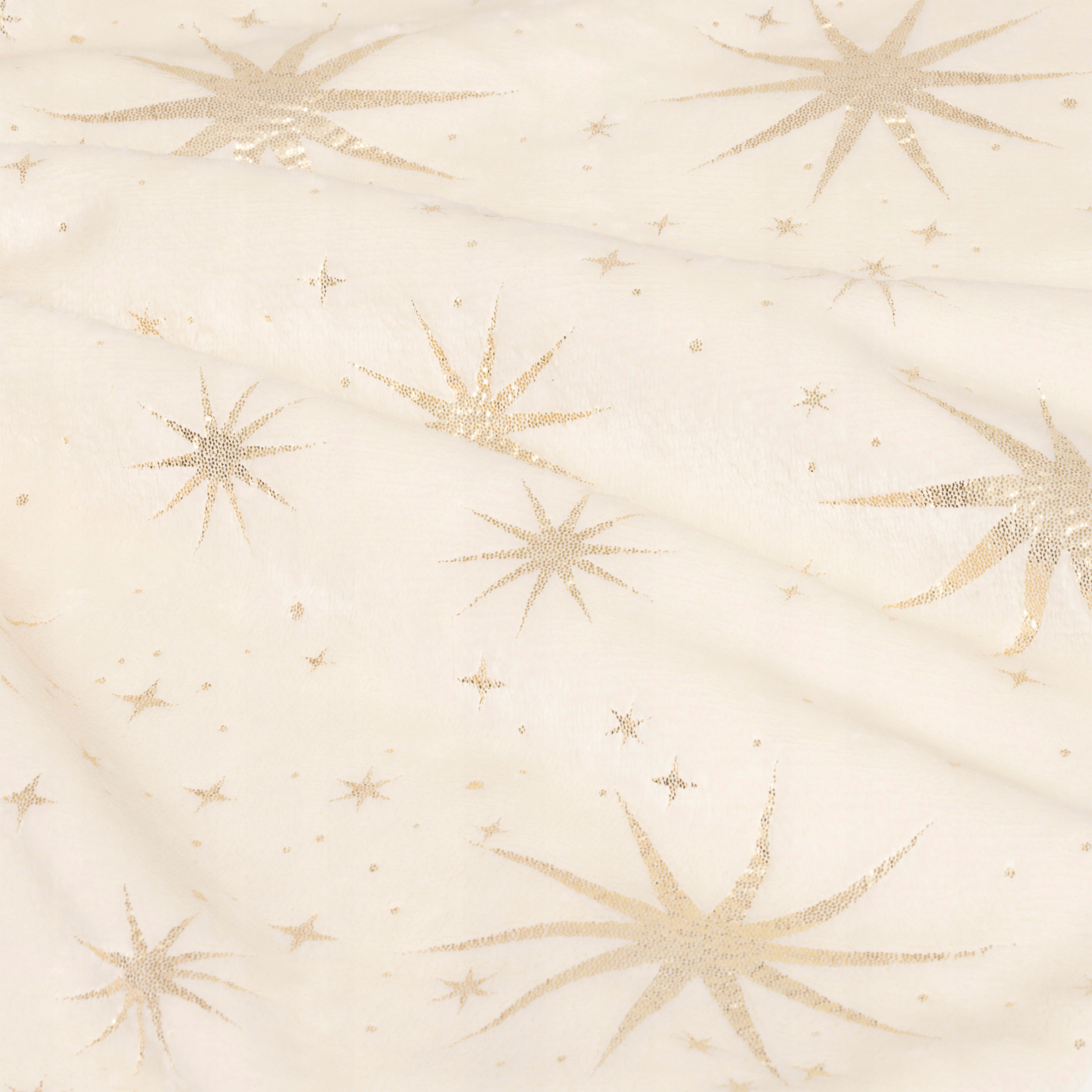 Covoras de pus sub bradul de Craciun, diametru 90 cm, cu stele aurii, alb Household NewTrend