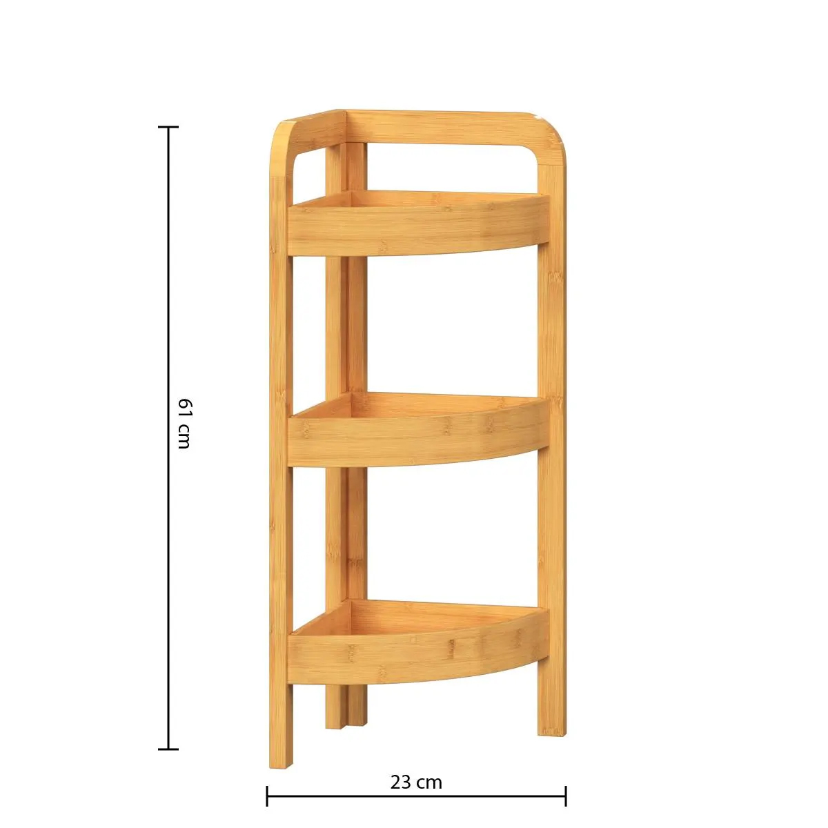 Etajera colt 5Five Bambou cu 3 rafturi, din lemn de bambus, 23x23x61 cm, bej natur Household NewTrend