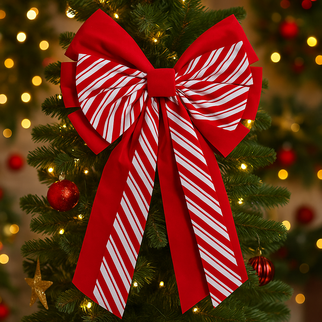 Fundita decorativa pentru bradul de Craciun, 40x60 cm, cu dungi rosii si albe Household NewTrend