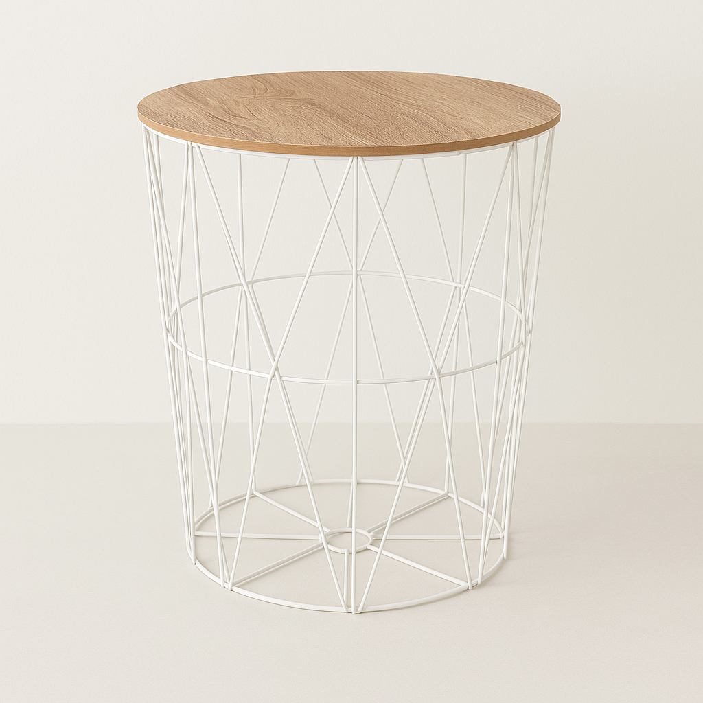 Masuta cafea Atmosphera Kumi, otel si MDF, 47x57 cm, alb Household NewTrend