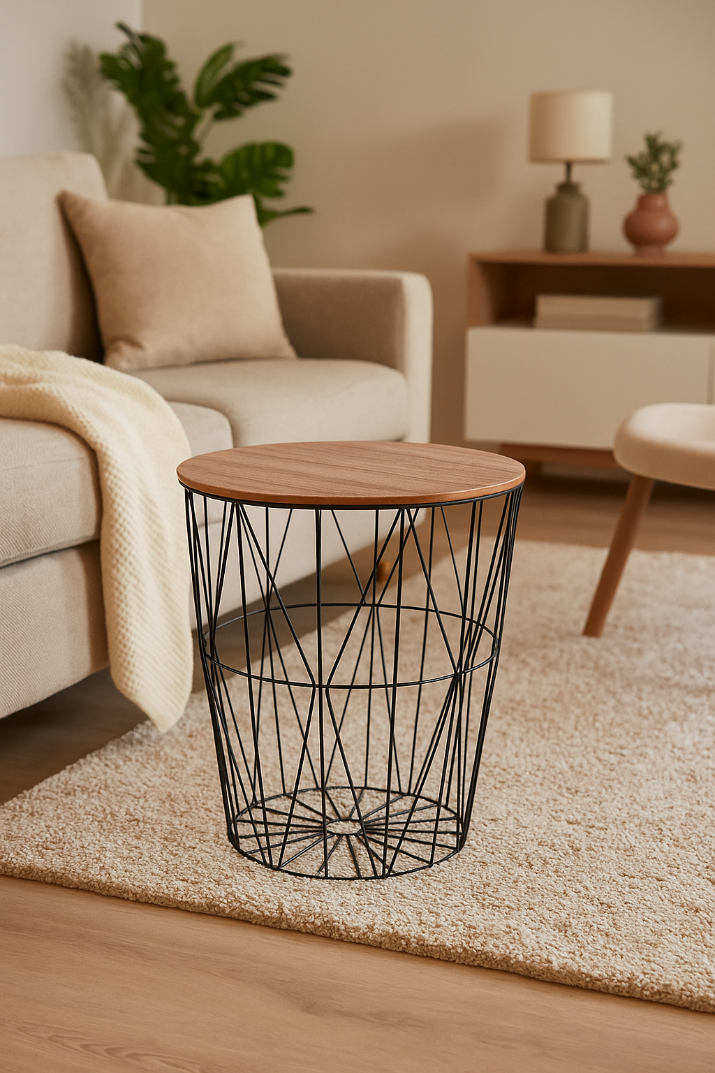 Masuta cafea Atmosphera Kumi, otel si MDF, 47x57 cm, negru Household NewTrend