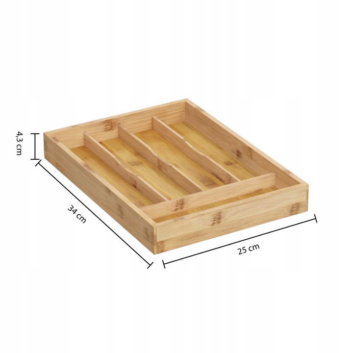 Organizator tacamuri 5Five din bambus si MDF cu 5 compartimente, 34x25 cm, maro natural Household NewTrend