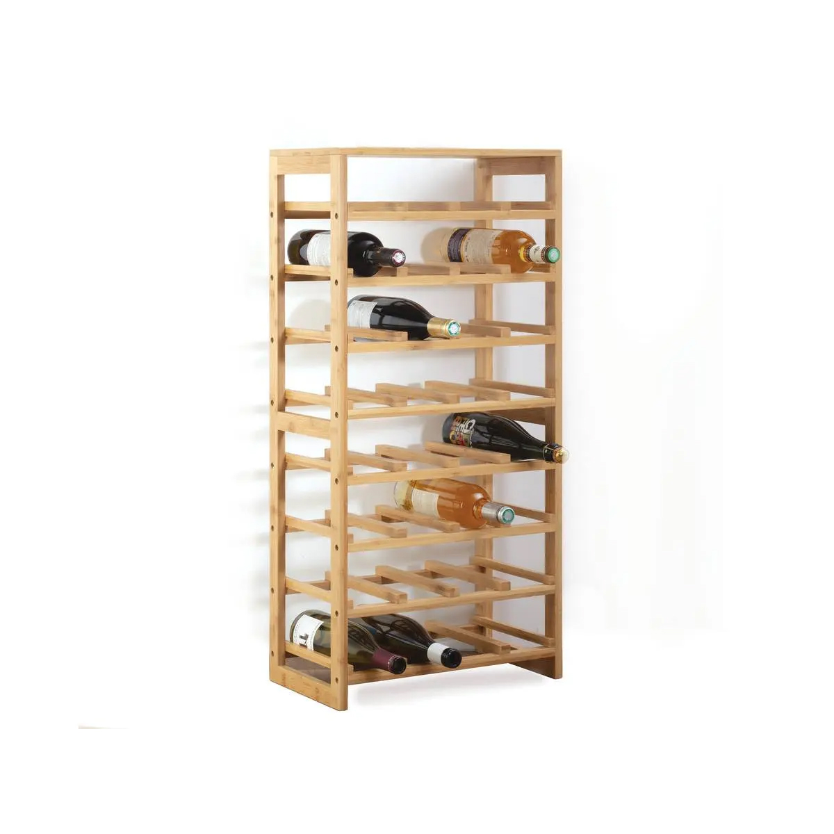 Suport sticle 5Five Linha bambus pentru 32 sticle, 45x24x89 cm, maro natural Household NewTrend