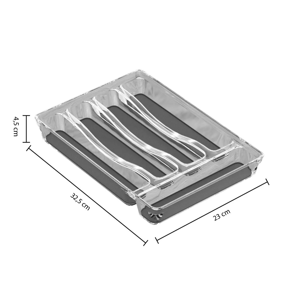 Tava organizare tacamuri 5Five Tidy Smart cu 5 compartimente, 23x33x5 cm, gri Household NewTrend