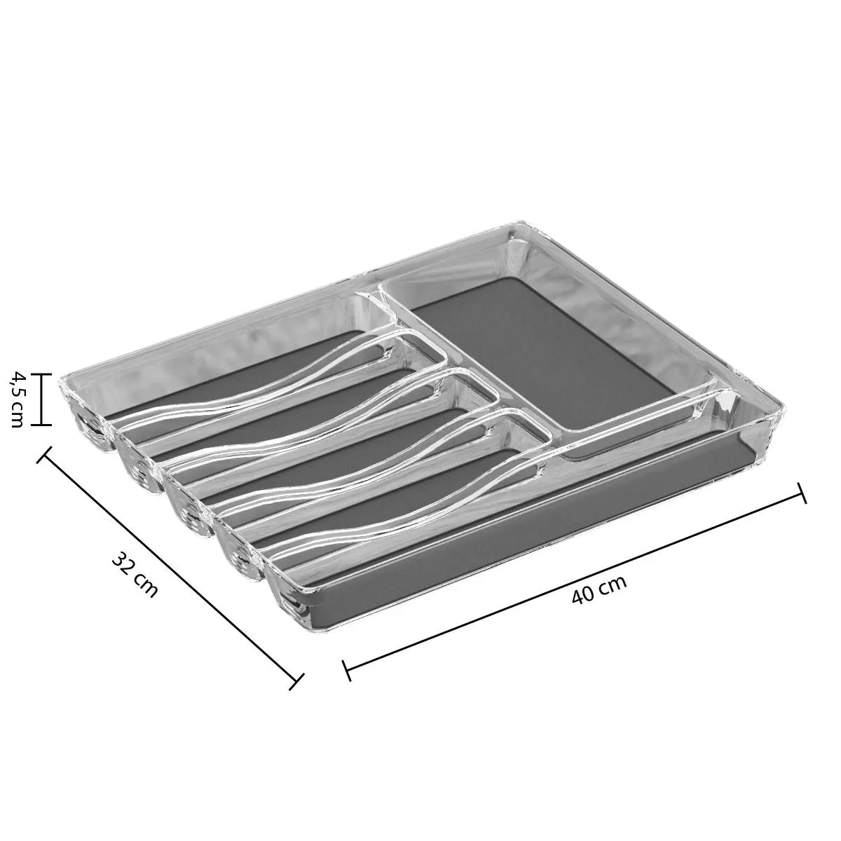 Tava organizare tacamuri 5Five Tidy Smart cu 6 compartimente, 32x40x5 cm, gri Household NewTrend