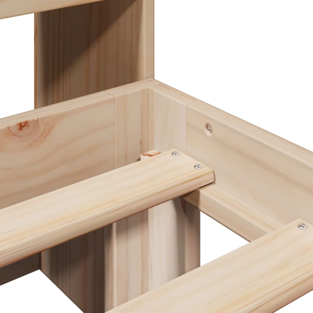 Pat cu bibliotecă fără saltea, 120x190 cm, lemn masiv de pin GartenMobel Dekor
