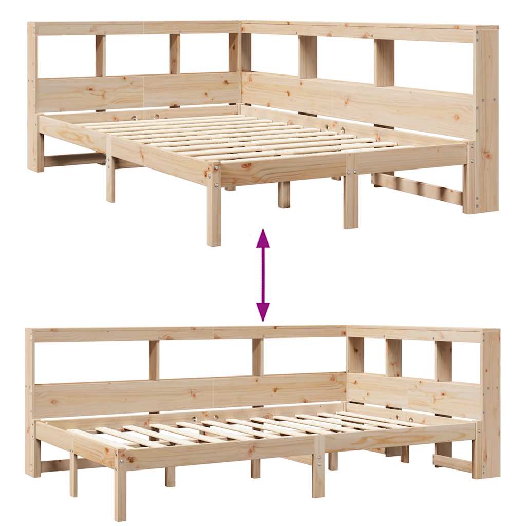 Pat cu bibliotecă fără saltea, 120x190 cm, lemn masiv de pin GartenMobel Dekor