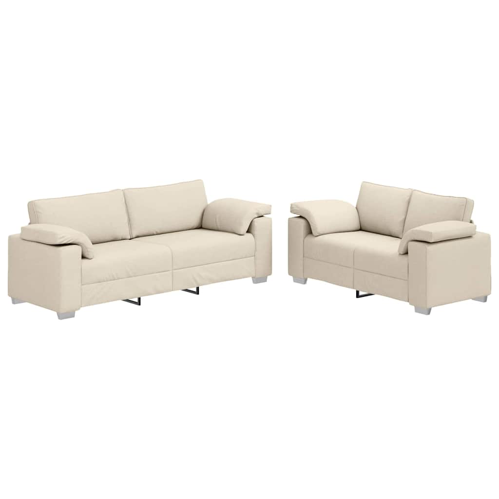 Canapea cu pernă cu pernă 2 pcs Bej 219 x 77 x 82 cm in GartenMobel Dekor