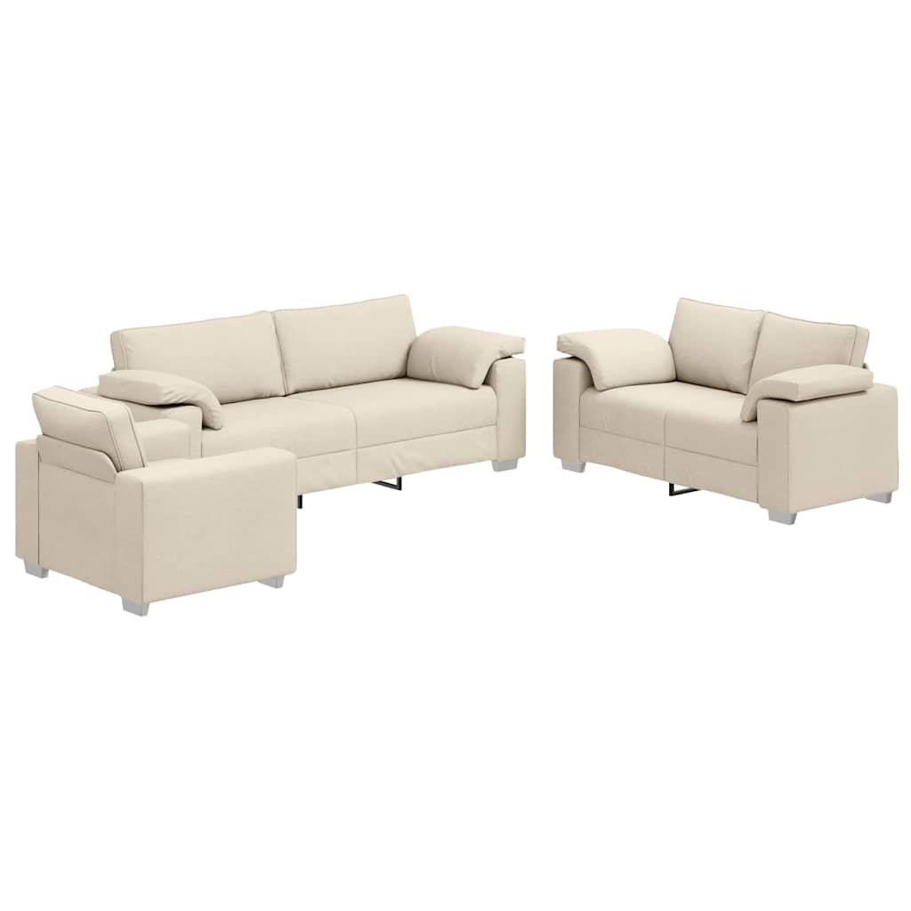 Canapea cu pernă cu pernă 3 pcs Bej 219 x 77 x 82 cm in GartenMobel Dekor