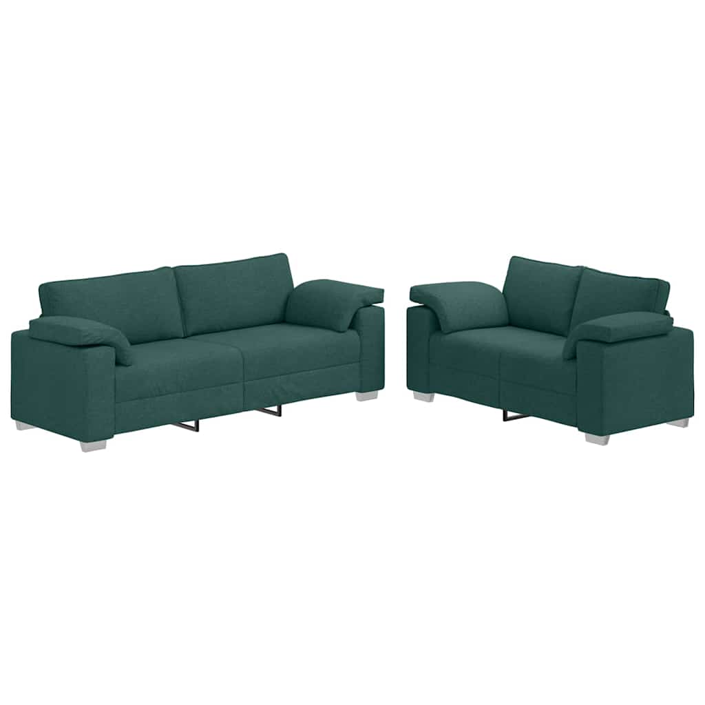 Set de canapea 2 pcs Verde închis 219 x 77 x 82 cm țesătură GartenMobel Dekor
