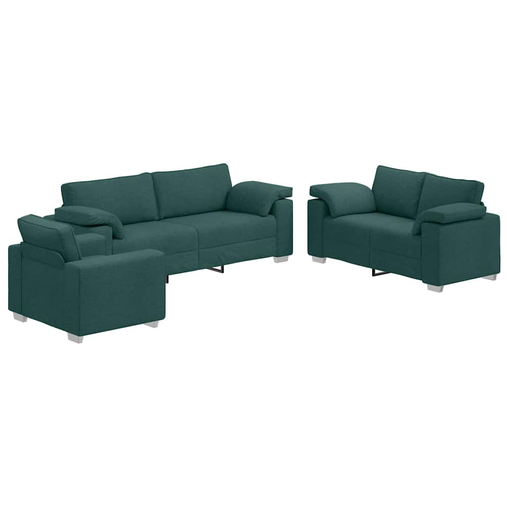 Set de canapea 3 pcs Verde închis 219 x 77 x 82 cm țesătură GartenMobel Dekor