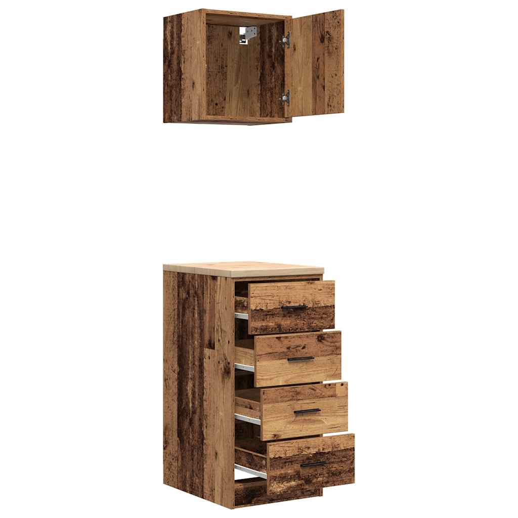 Dulapuri de garaj 2 buc Lemn vechi Lemn prelucrat GartenMobel Dekor