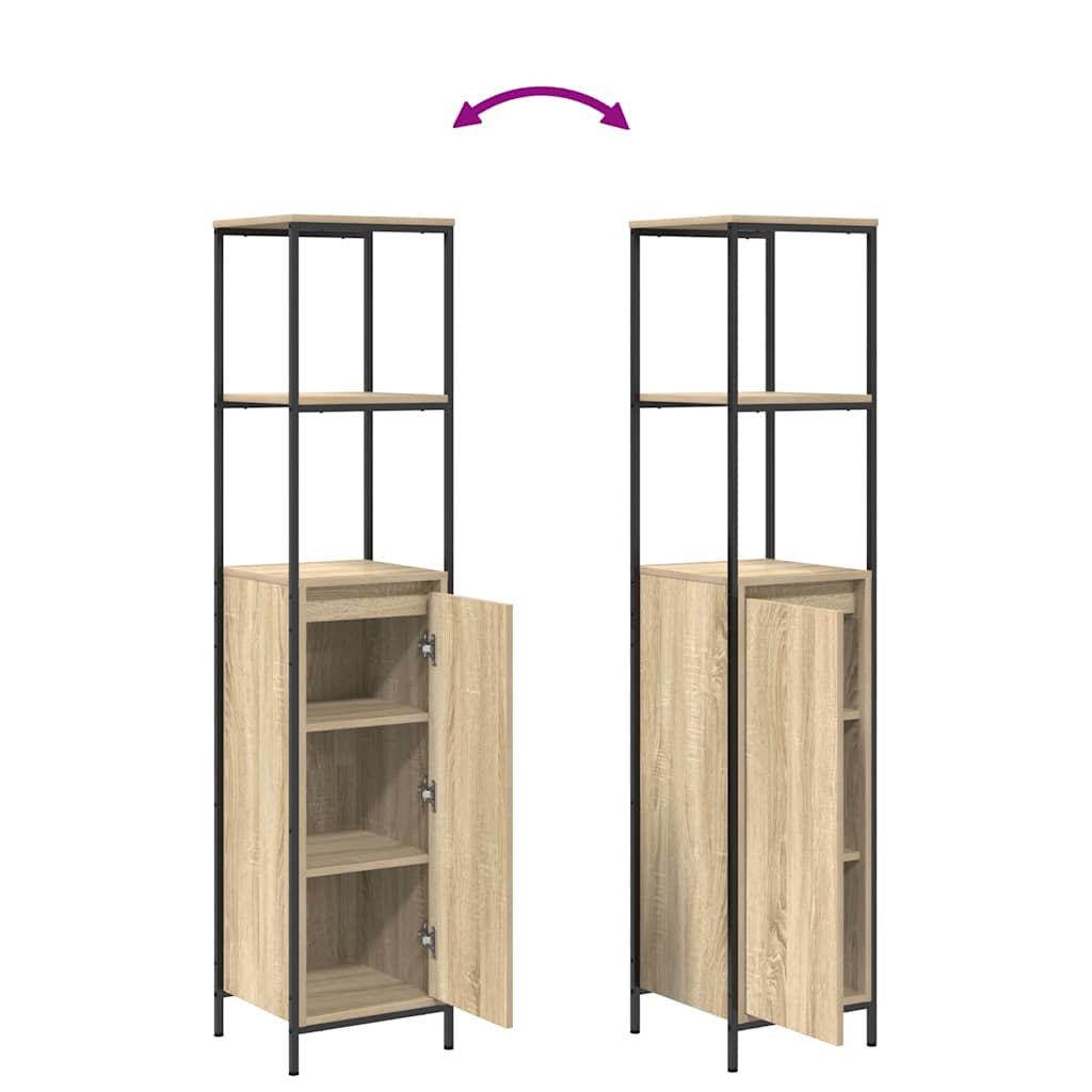 Set de mobilier pentru baie cu ușă 2 pcs Stejar Sonoma și Negru GartenMobel Dekor