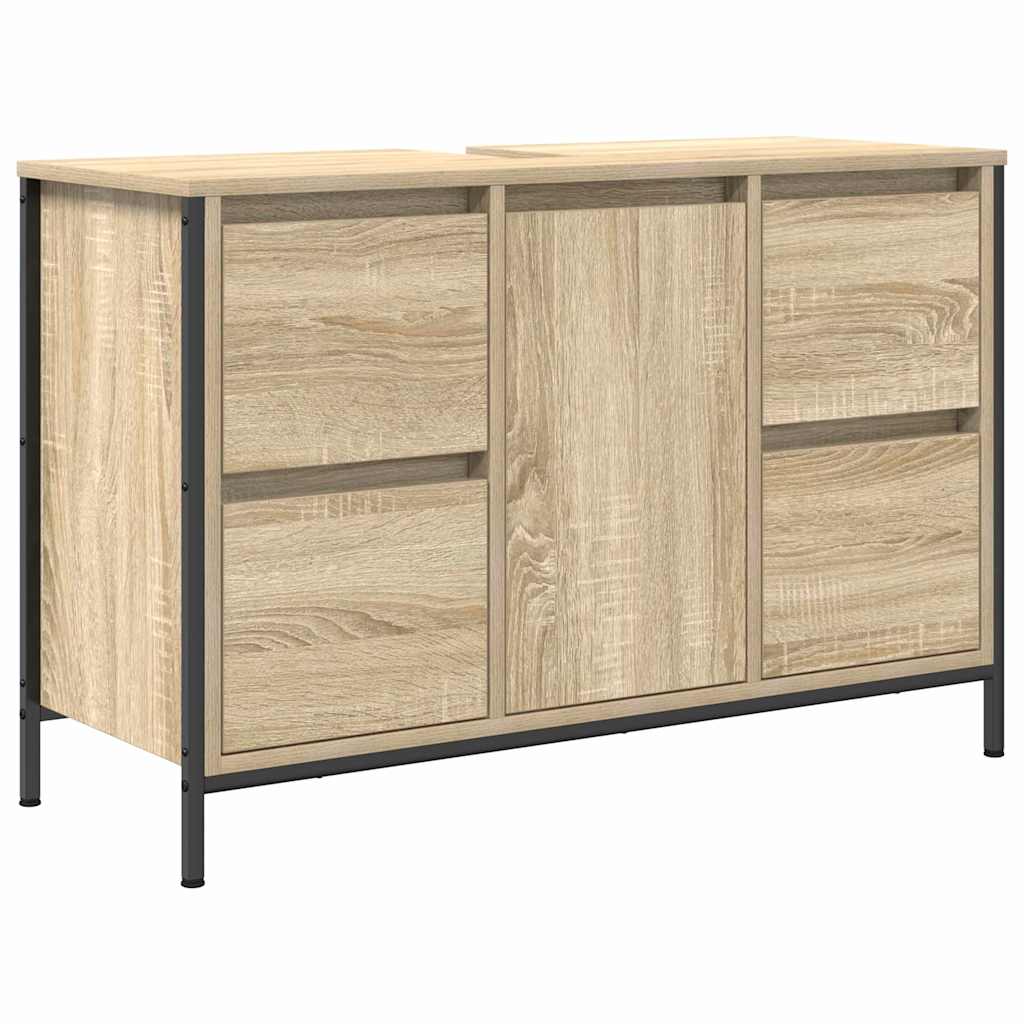 Set de mobilier pentru baie cu ușă 3 pcs Stejar Sonoma și Negru GartenMobel Dekor