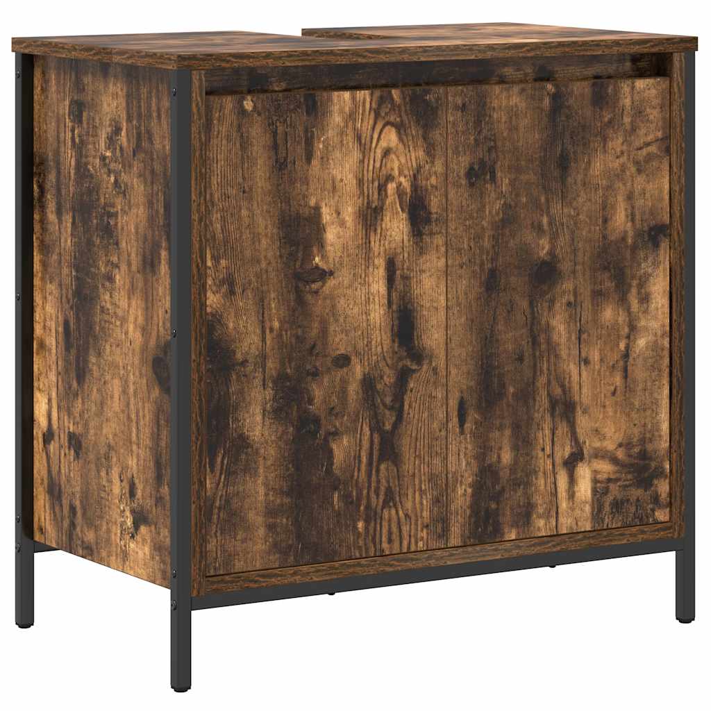 Set mobilier de baie, 2 piese, stejar fumuriu, lemn prelucrat GartenMobel Dekor