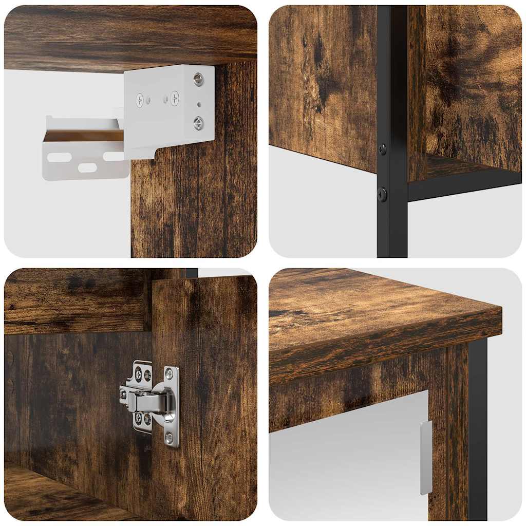 Set mobilier de baie, 2 piese, stejar fumuriu, lemn prelucrat GartenMobel Dekor