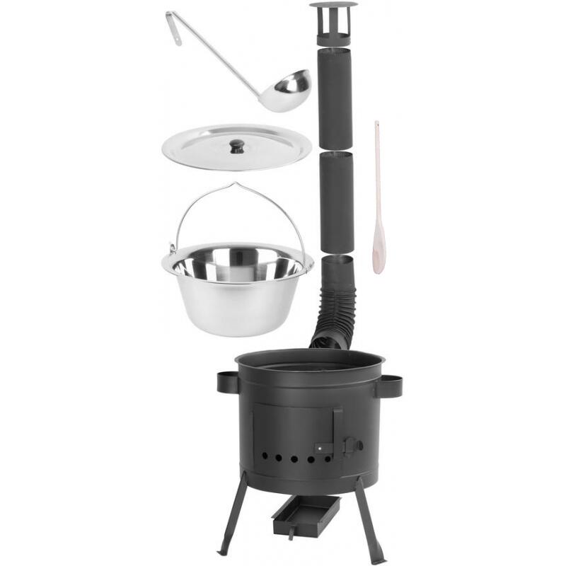 Soba cu ceaun/tuci, cu burlane, 36 cm, ceaun de 14 L, polonic, lingura de lemn, Artool GartenVIP DiyLine