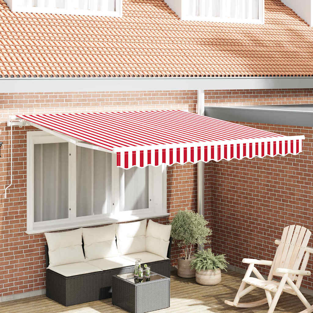 Cortina Retractabilă Roșu și Alb 300 x 250 cm Poliester, Metal GartenMobel Dekor