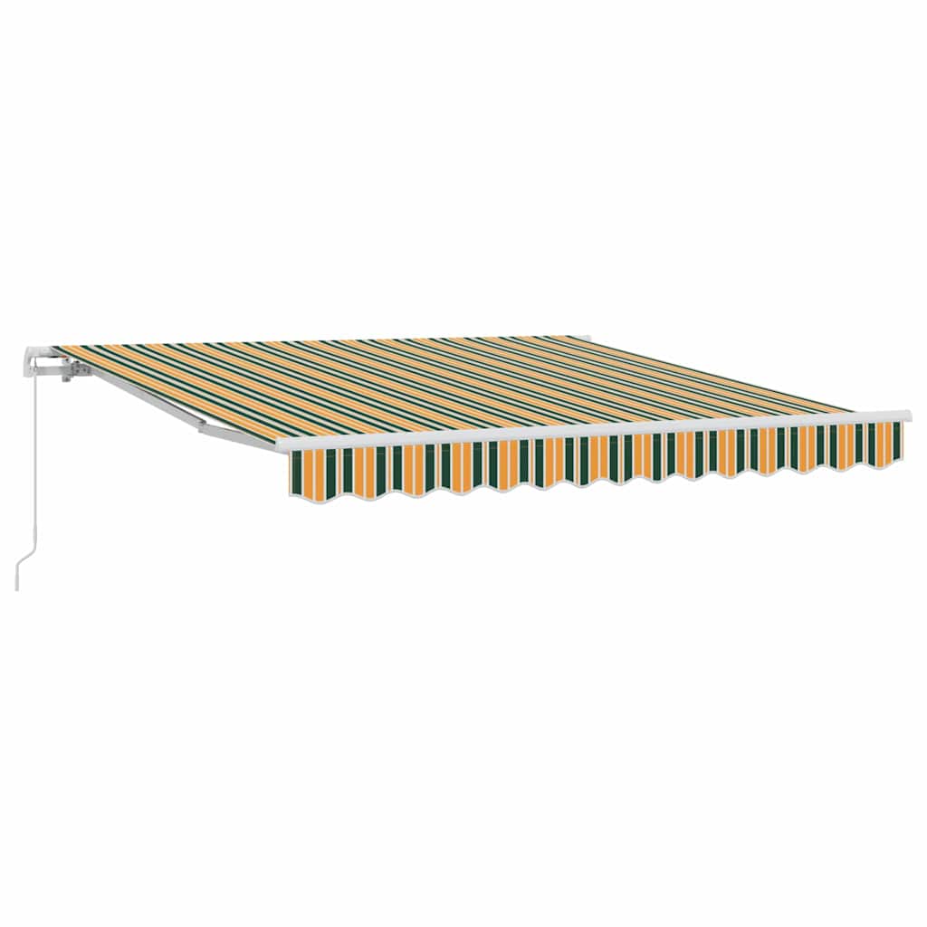 Copertină Dungi Verde și galben 3 x 2,5 m Poliester și metal GartenMobel Dekor