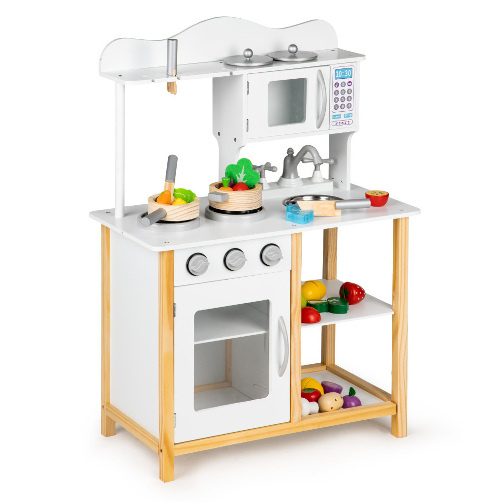 Homelux Bucătărie pentru copii din lemn cu cuptor, albă Mobalis Homvera