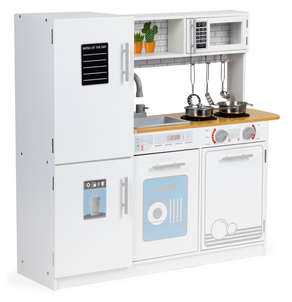 Homelux Bucătărie pentru copii din lemn cu lumini și vase Mobalis Homvera