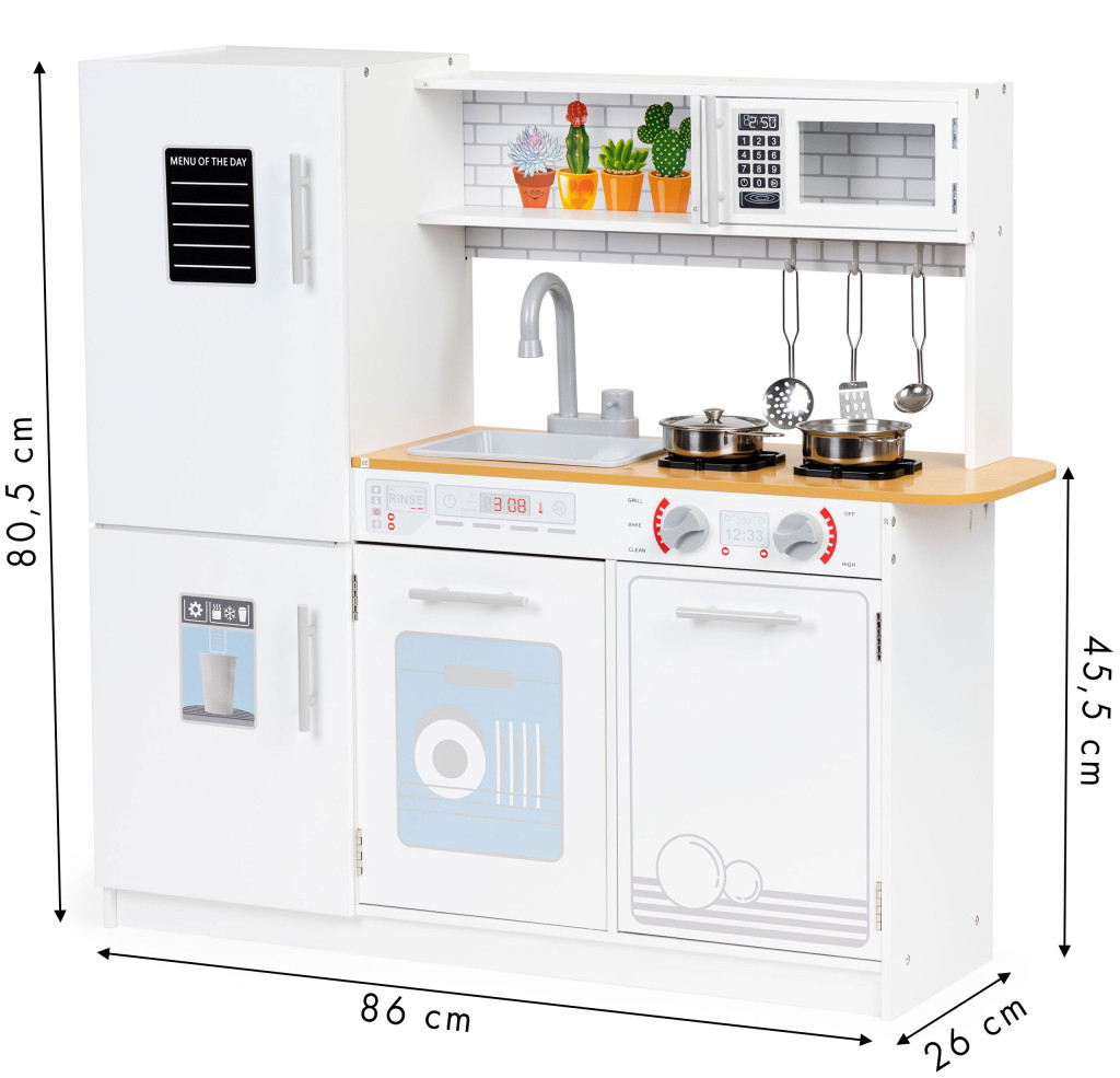 Homelux Bucătărie pentru copii din lemn cu lumini și vase Mobalis Homvera