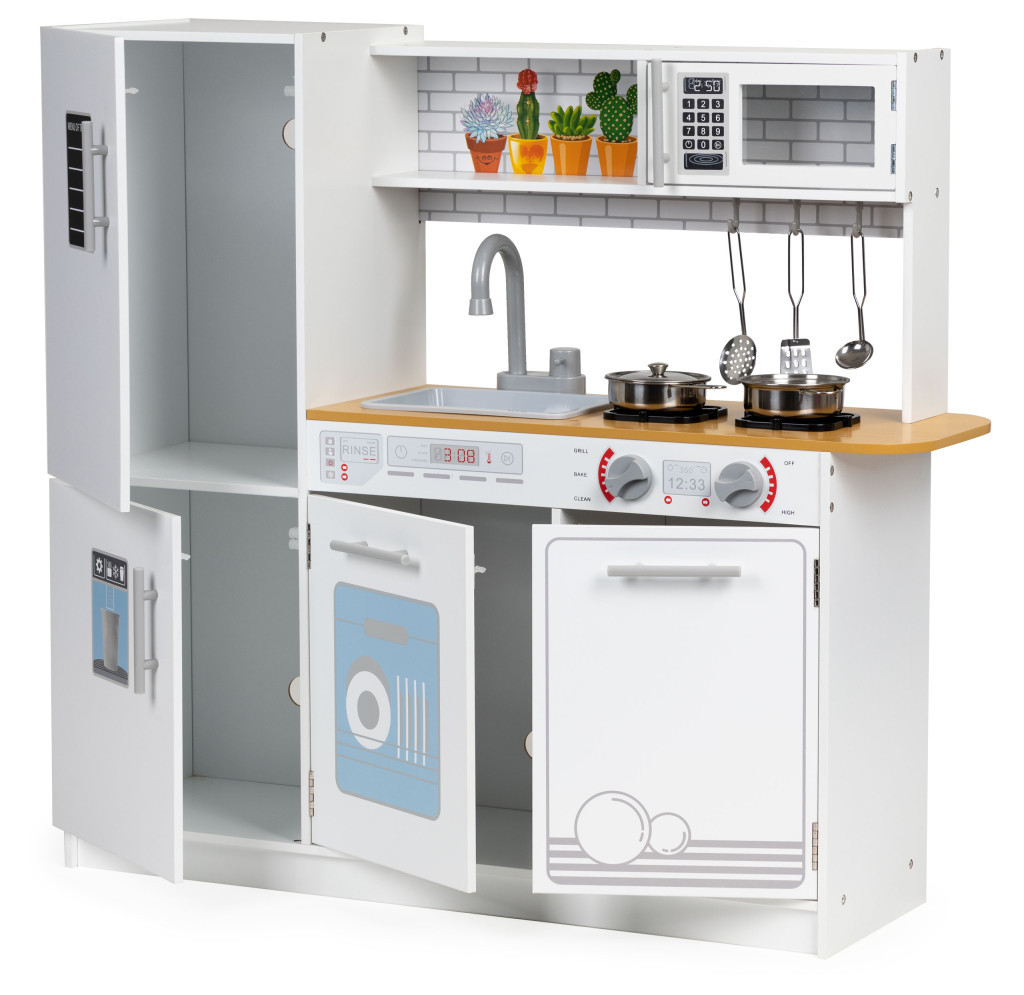 Homelux Bucătărie pentru copii din lemn cu lumini și vase Mobalis Homvera