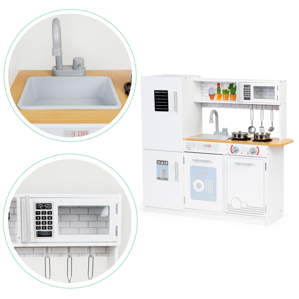 Homelux Bucătărie pentru copii din lemn cu lumini și vase Mobalis Homvera