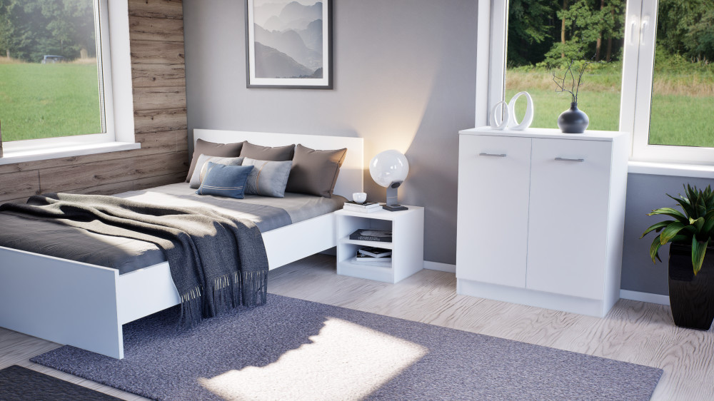 Leziter Comodă Miami cu 2 uși 80x92 cm alb-alb Mobalis Homvera