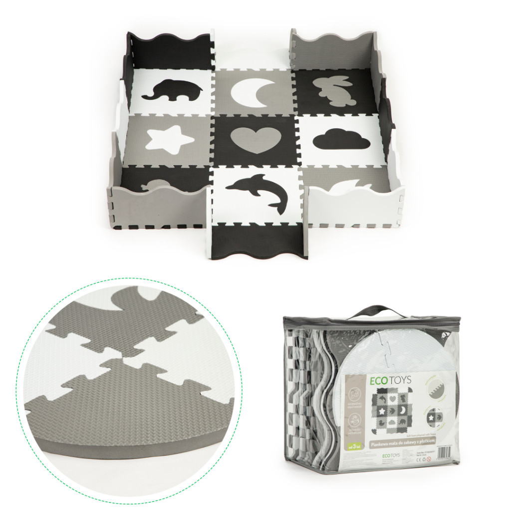 Homelux Covoraș puzzle din spumă cu gard, 25 de piese Mobalis Homvera