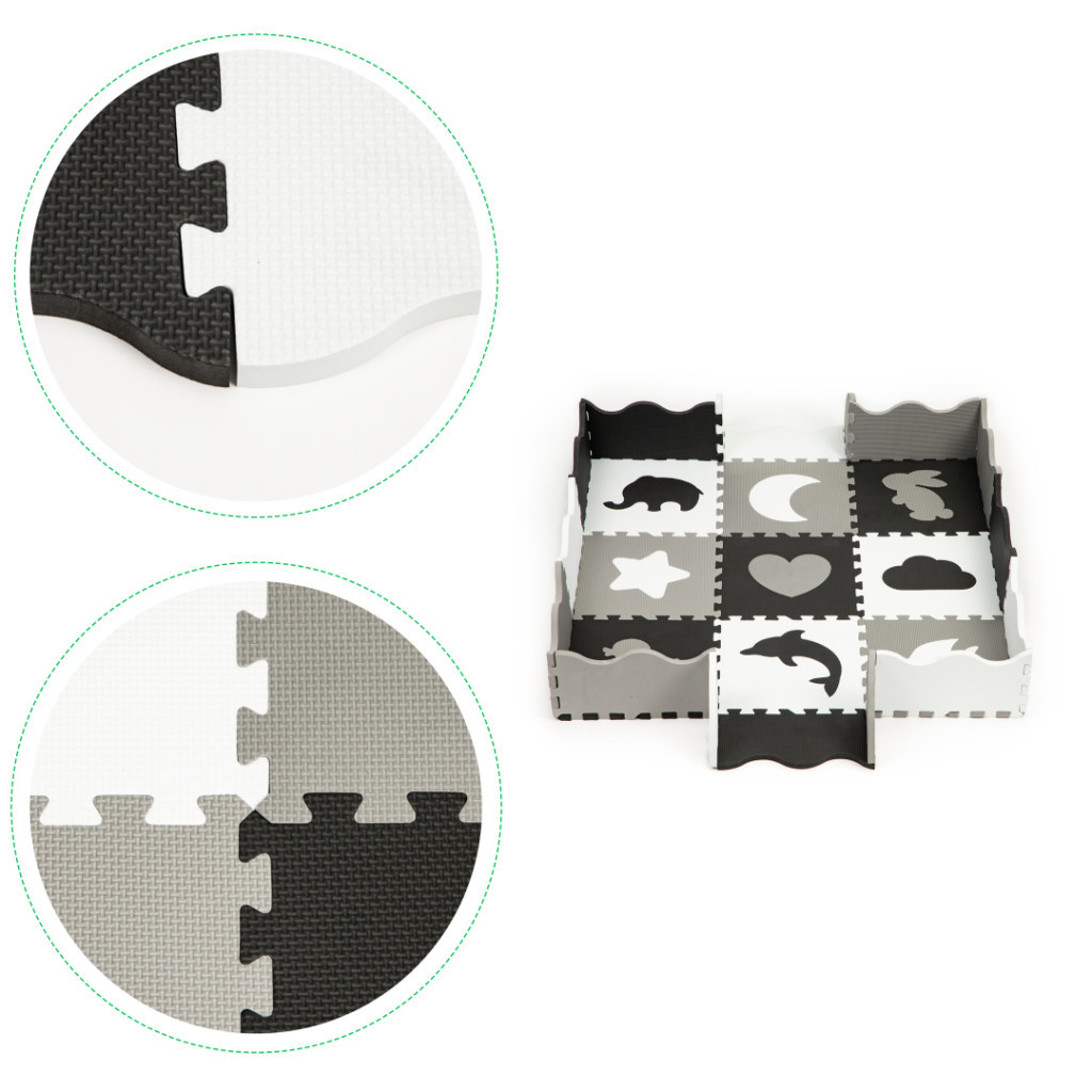 Homelux Covoraș puzzle din spumă cu gard, 25 de piese Mobalis Homvera